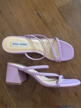 Steve Madden Lilac Braided Strap Block Heel Sandals